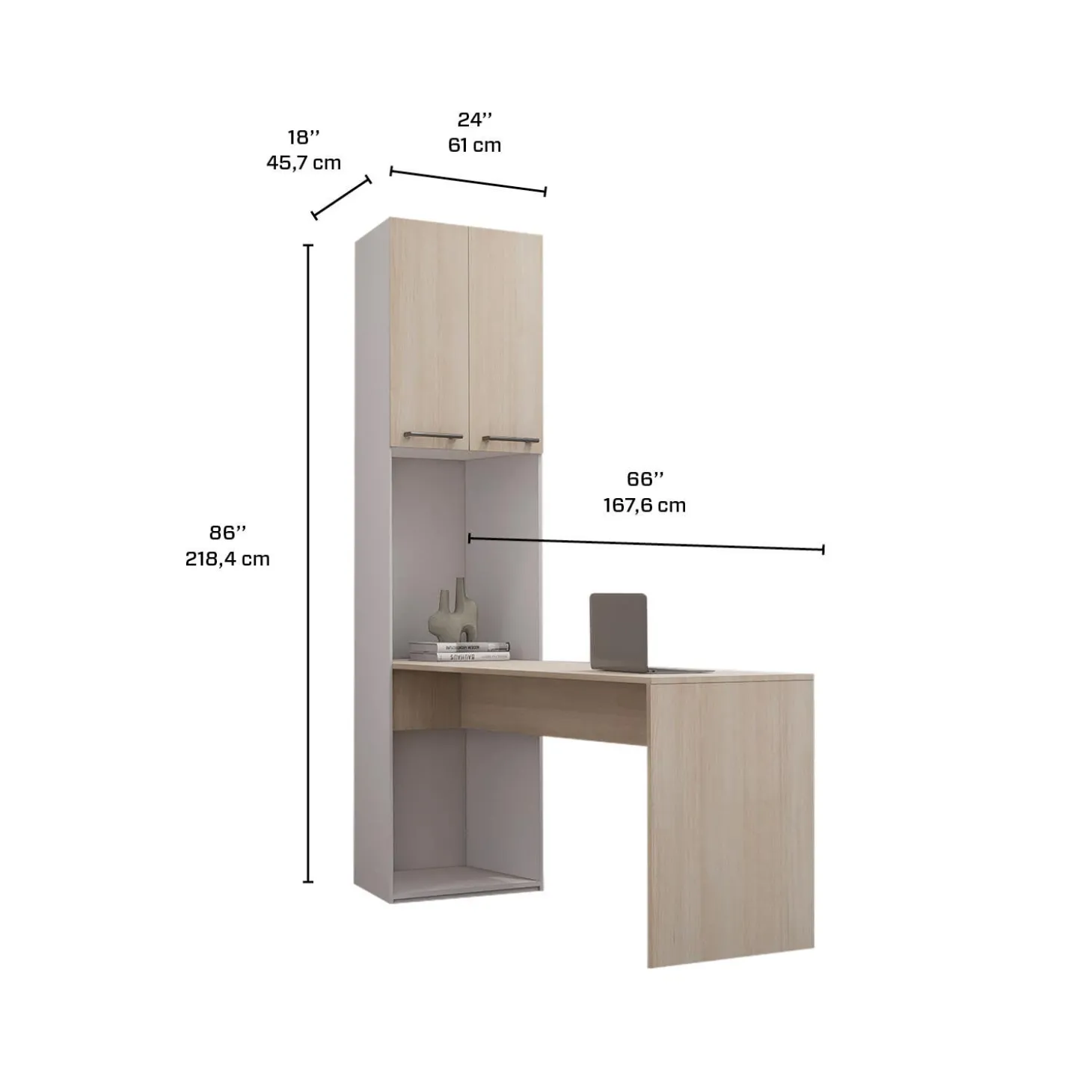 Unité de rangement avec bureau - gris