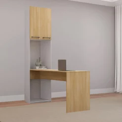 Unité de rangement avec bureau - naturel