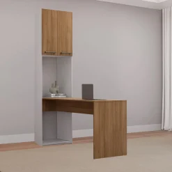 Unité de rangement avec bureau - brun